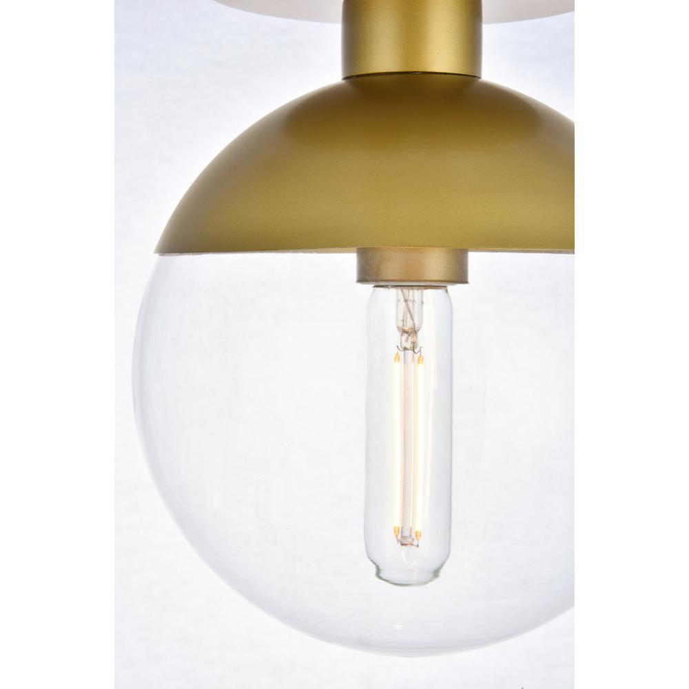 Left. Living District - Eclipse 1 Light Brass Flush Mount With Clear Glass - Brass And Clear.
