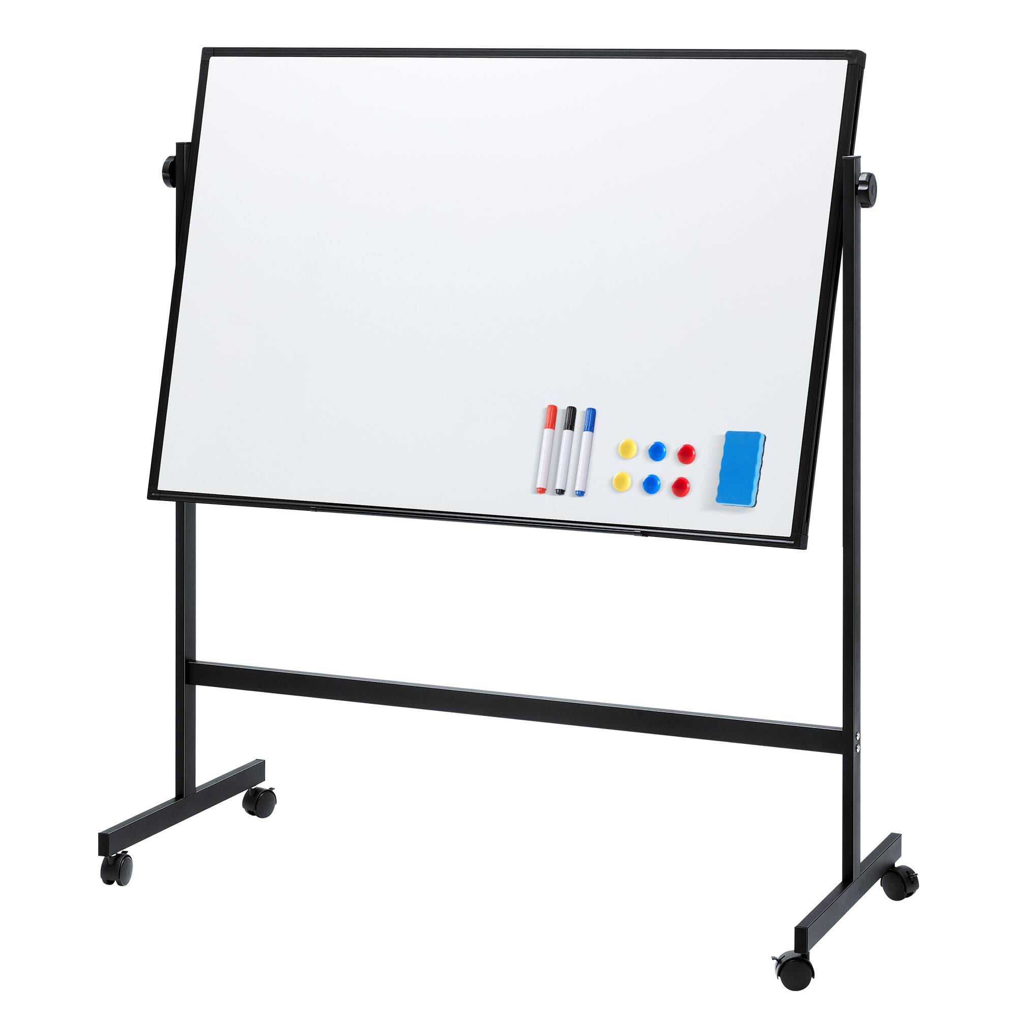 Angle. Anysun - 46" x 32" Mobile Magnetic Whiteboard - Aluminum Stand & Wheels for Home Office or Classroom.