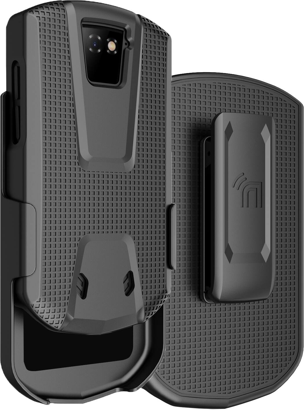 Front. Nakedcellphone - Case and Belt Clip Holster Combo for Unihertz Titan Pocket - Black.