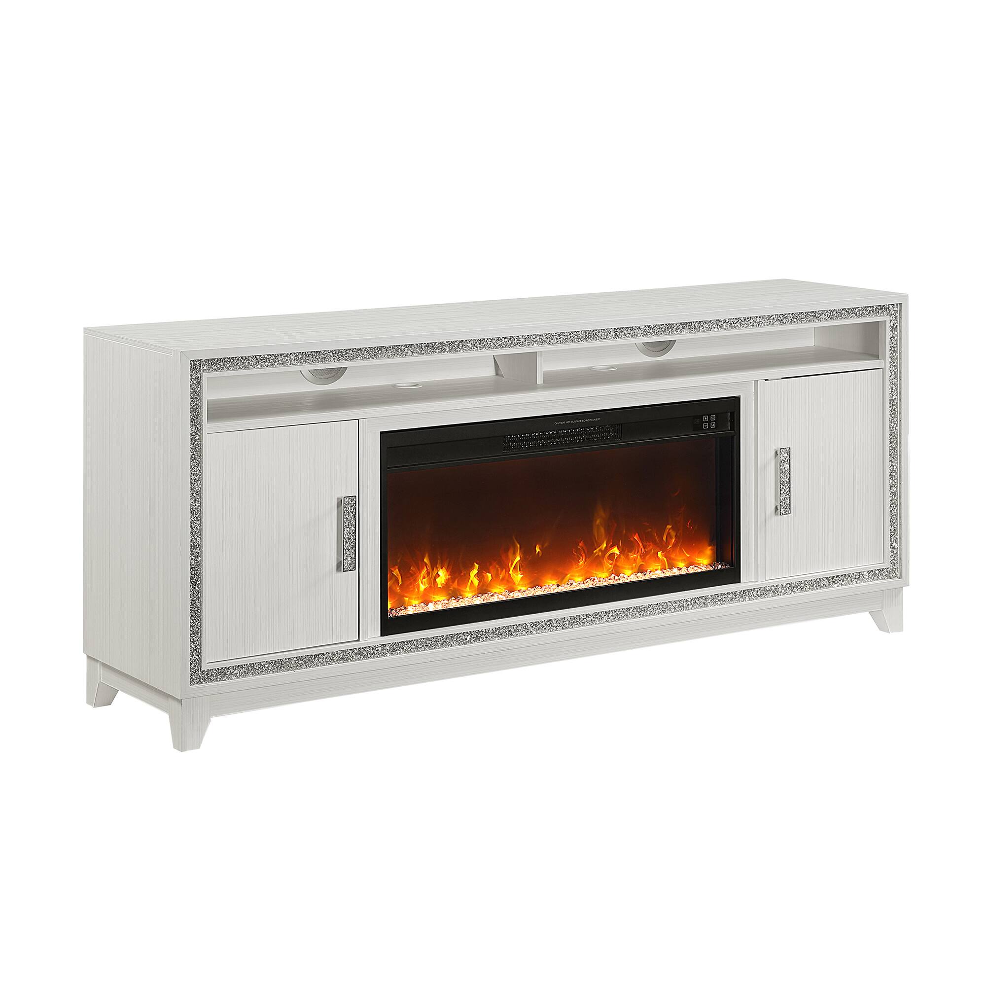 Alt View 4. Boyel Living - 72-in White Electric Fireplace Mantel with Remote Control - White.