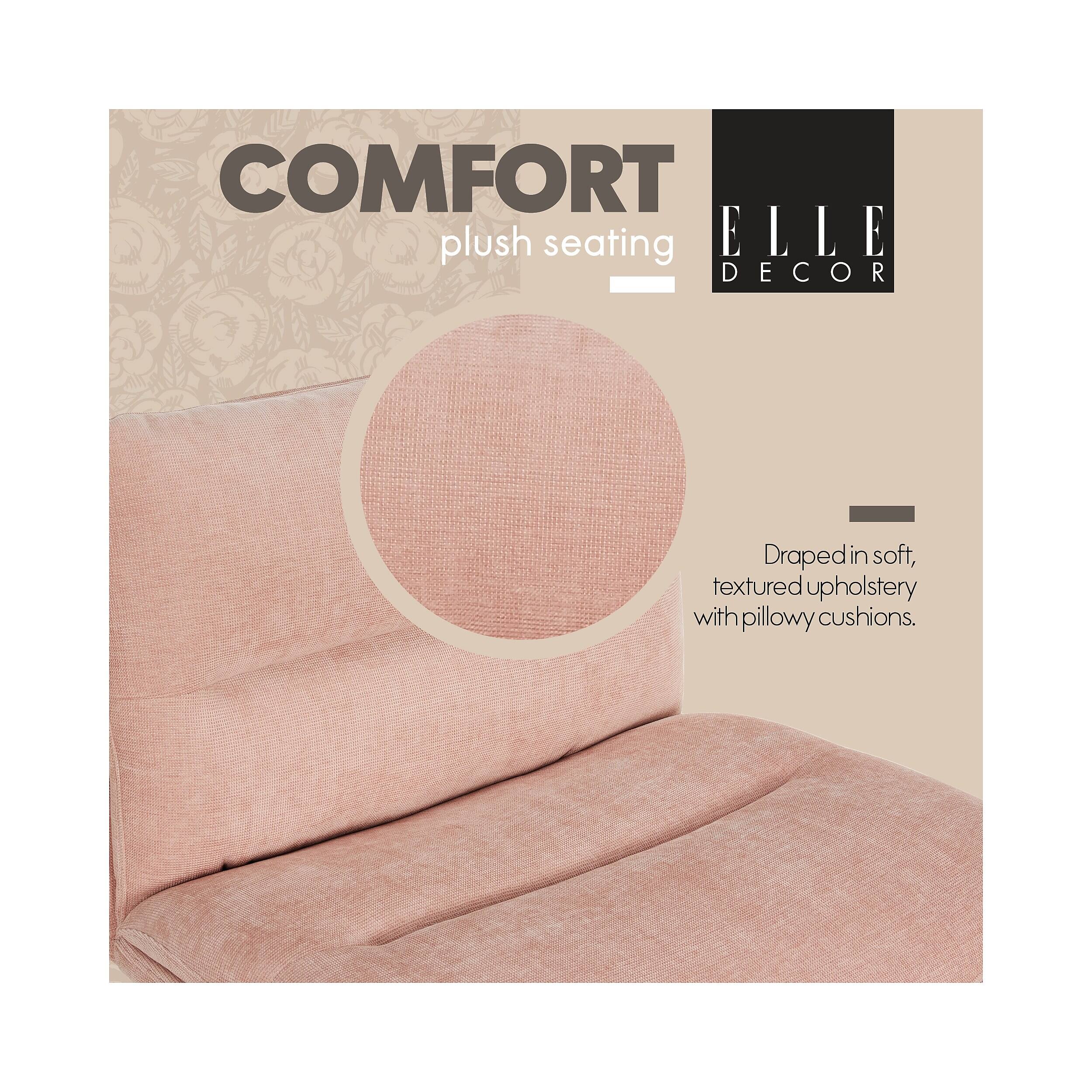 COMFORT plush seating ELLE DECOR Draped in soft, textured upholstery with pillowy cushions.