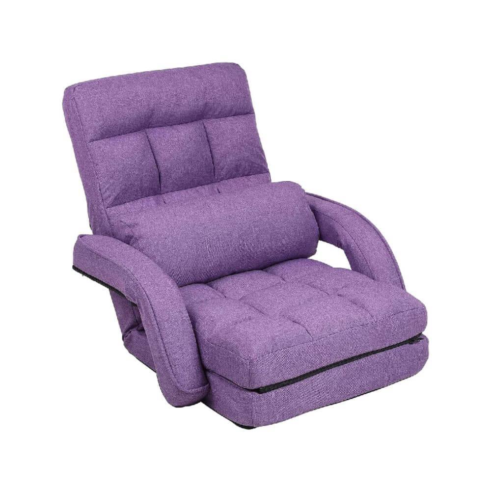 Front. Refined Abode Design - INDOOR FLOOR CHAIR WITH DETACHABLE CUSHION - Purple.