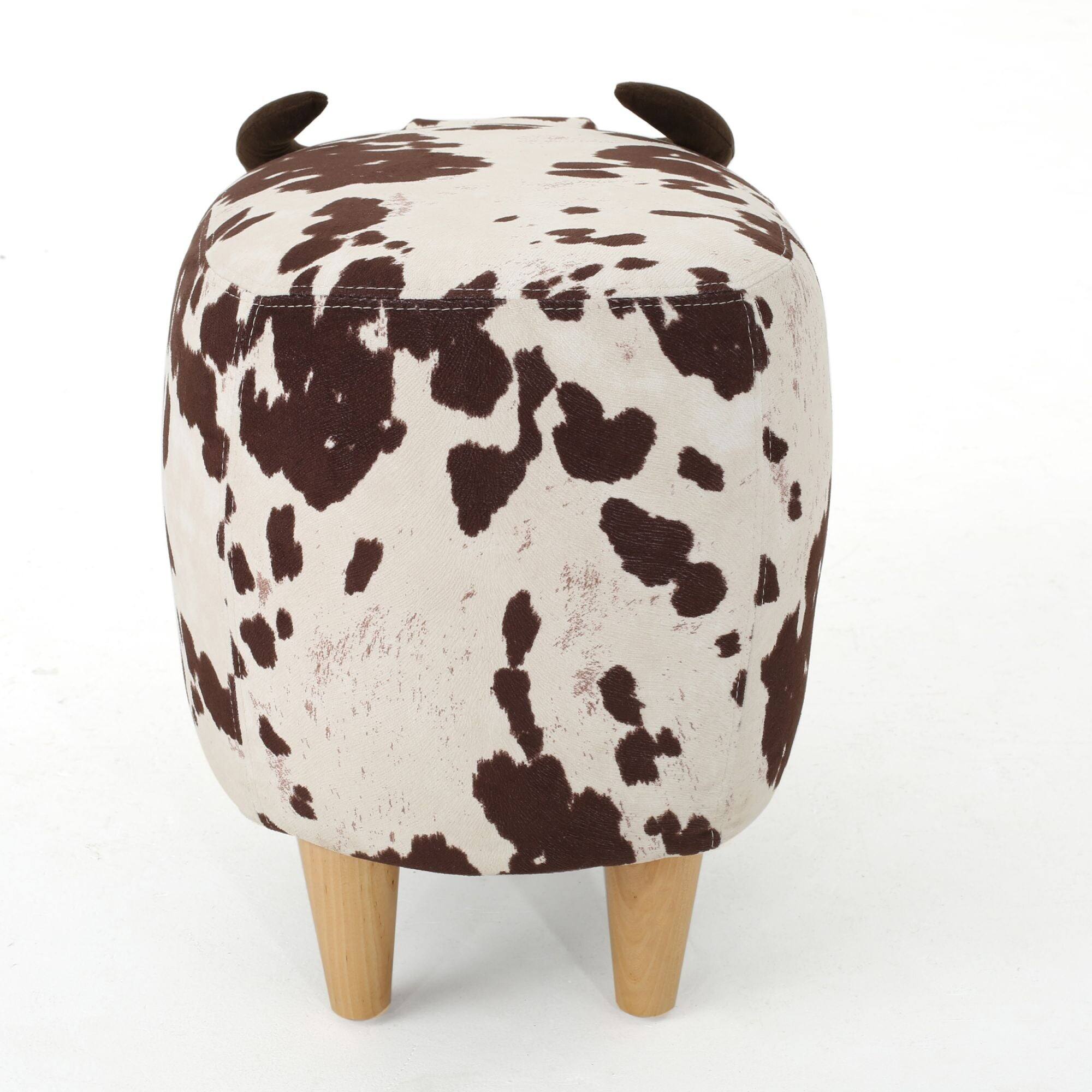 Alt View 5. Boyel Living - Modern Accent Stool Home Decor Brown and White Cow-Shaped Ottoman for Living Room. Bedroom. Porch - Brown and White.
