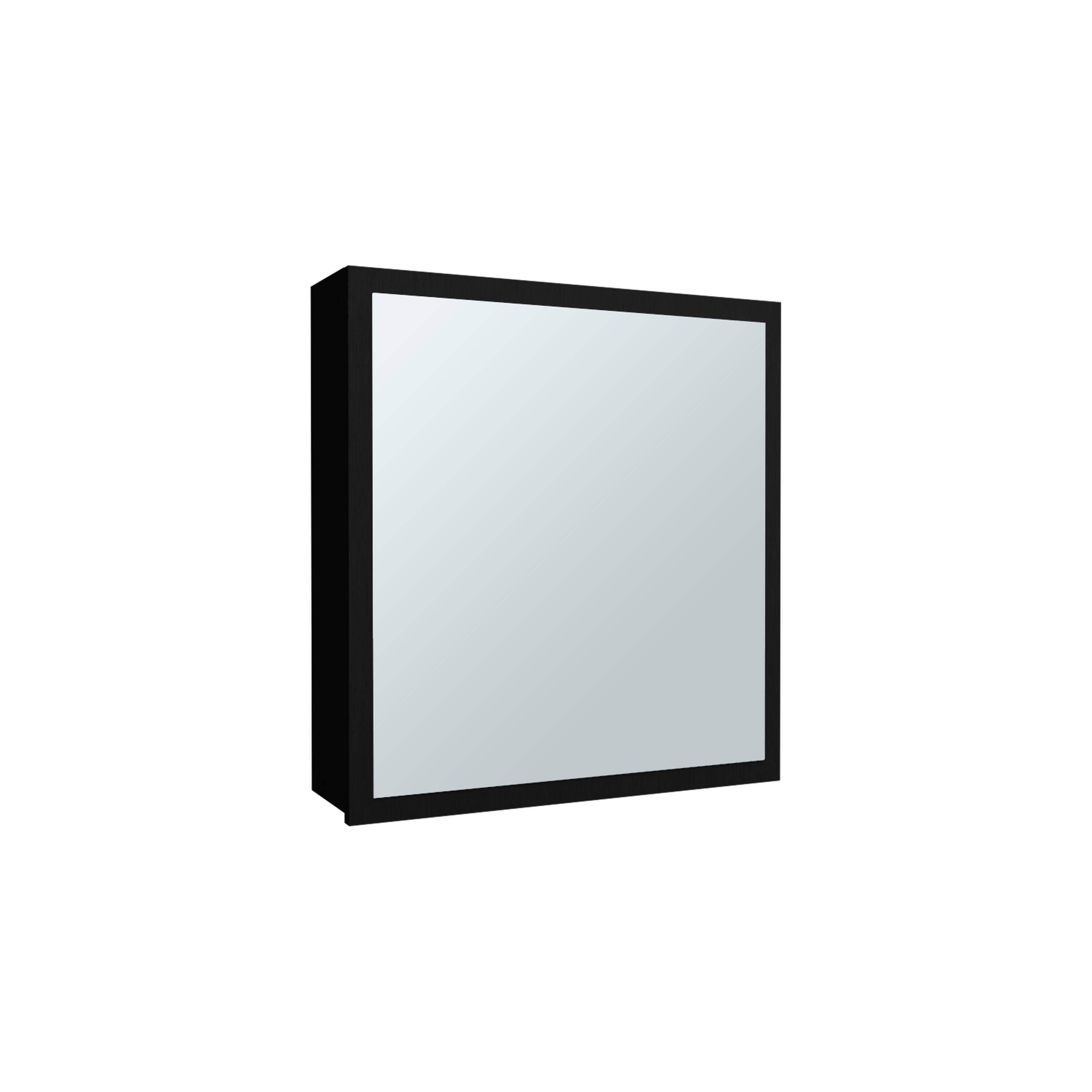 Back. TuHome - Duma 21.1" H X 19.7" W Mirror Medicine Cabinet, One Door With Four Interior Shelves For Bathroom, Kitchen - Black Wengue.
