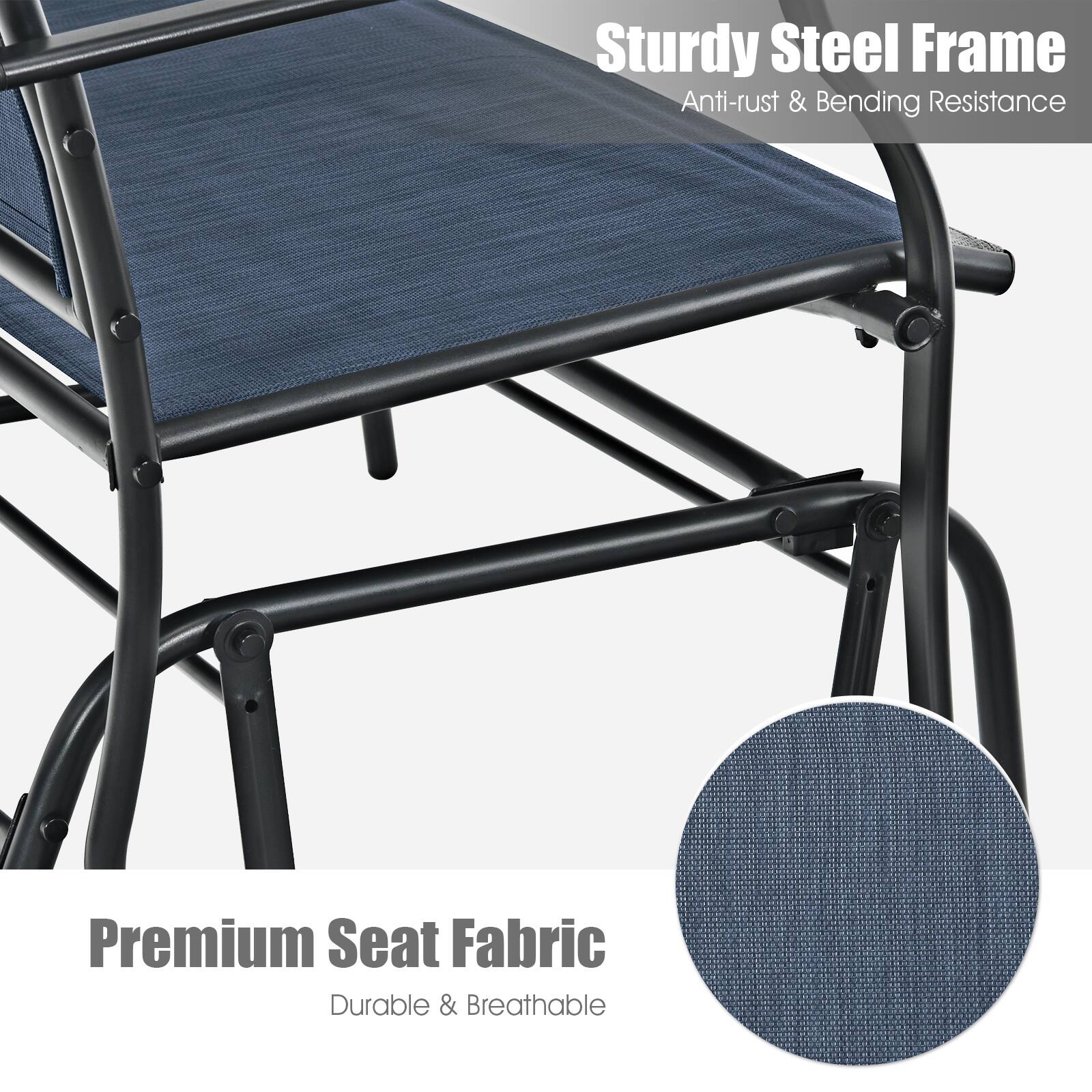 Sturdy Steel Frame  
Anti-rust & Bending Resistance  

Premium Seat Fabric  
Durable & Breathable