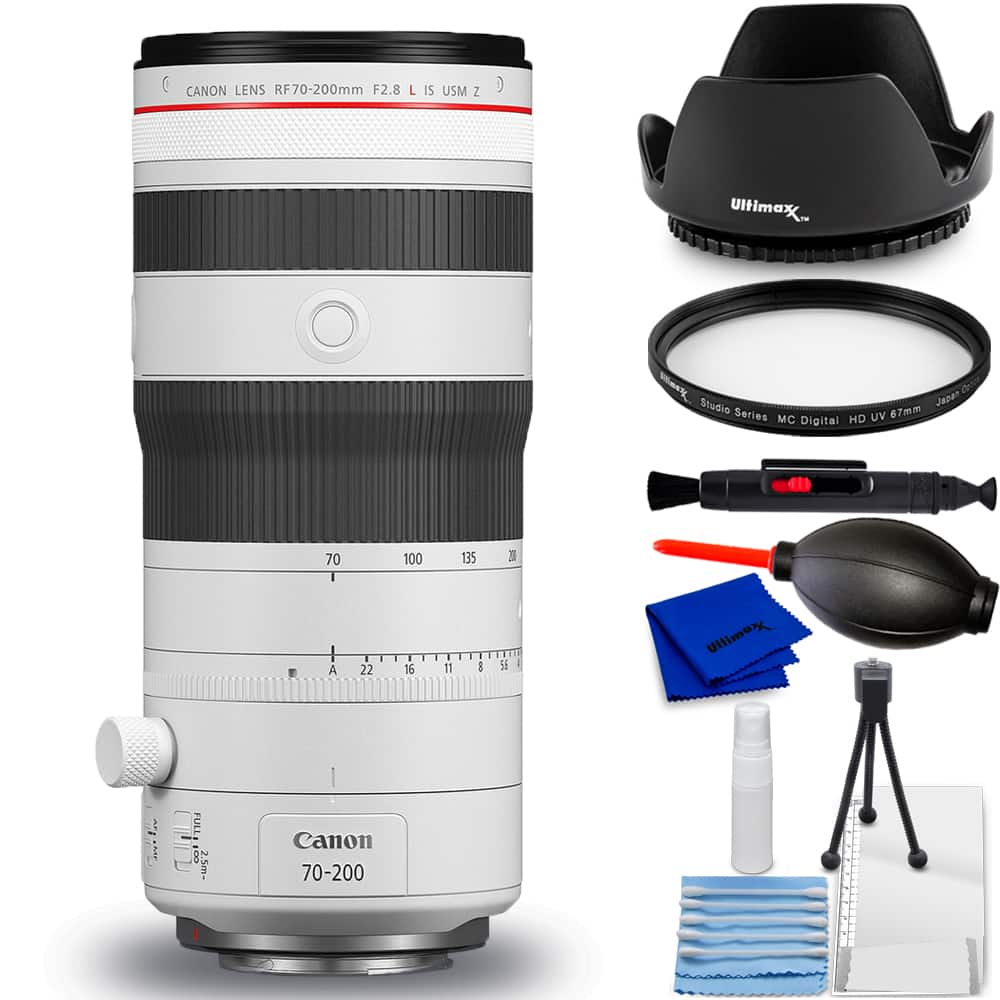 Canon - RF 70-200mm f/2.8 L IS USM Z Lens (White) 6594C002 - 7PC Accessory Bundle