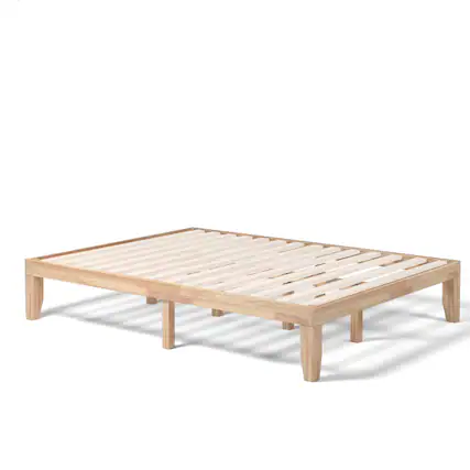 Front. Costway - Costway Queen Size 14" Wooden Bed Frame Mattress Platform Wood Slats Support - Natural.