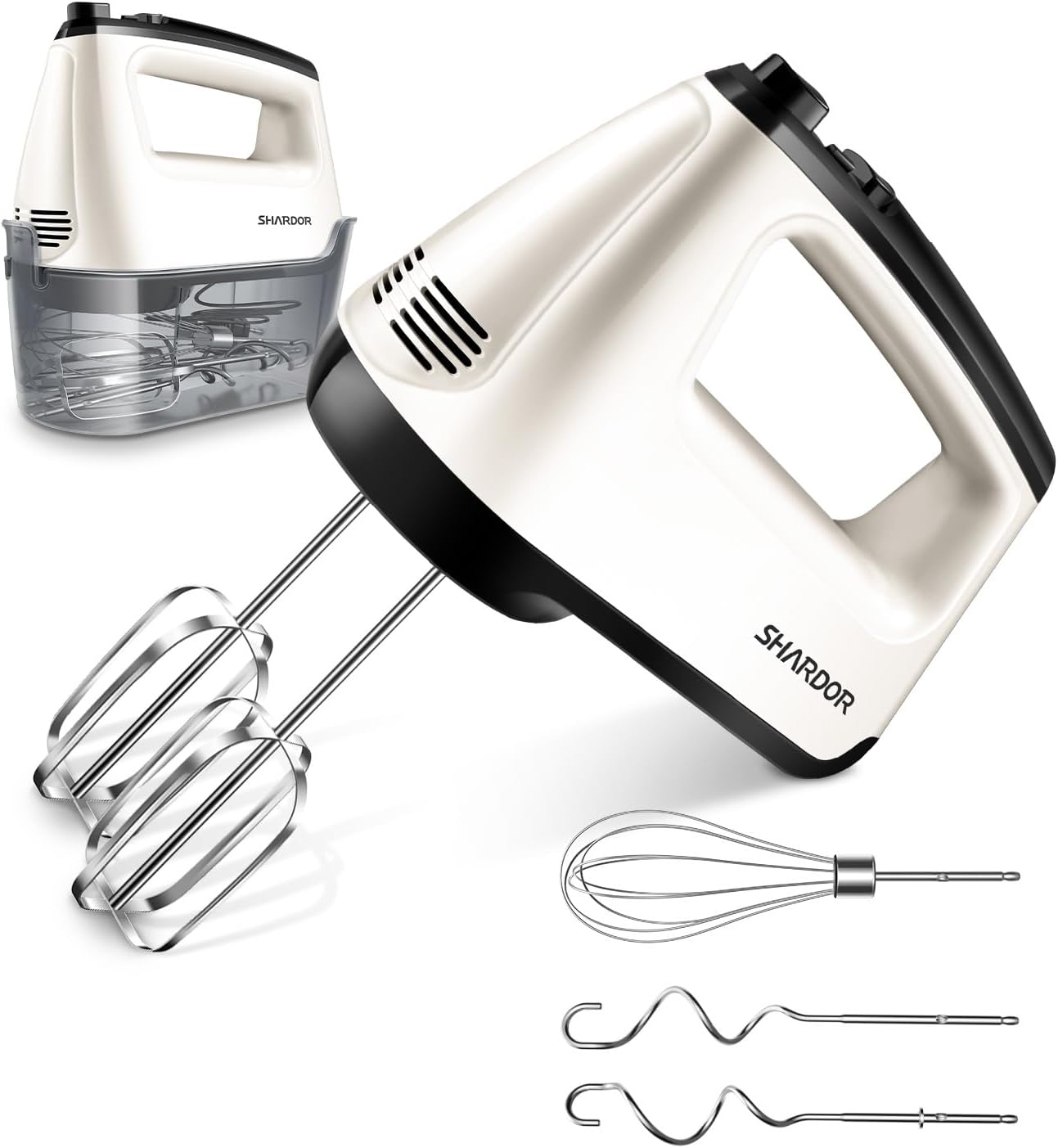 Shardor Hand Mixer Electric, 6 Speed & Turbo Mixer Electric Handheld 7 ...