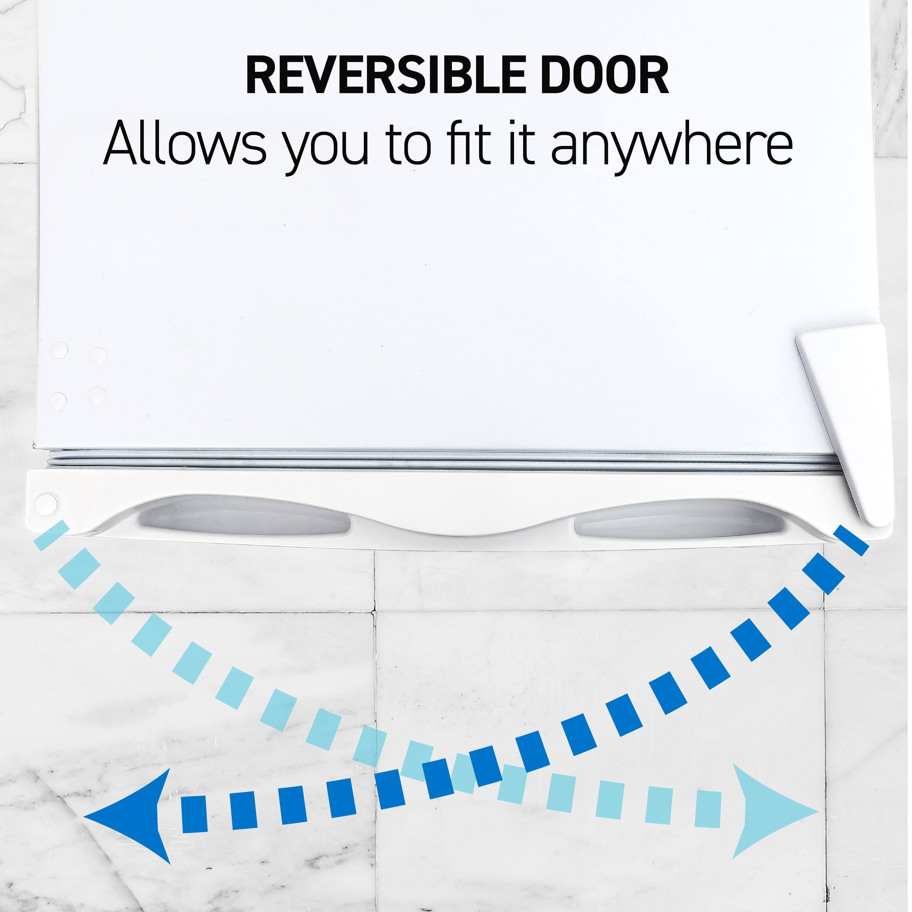 REVERSIBLE DOOR
Allows you to fit it anywhere