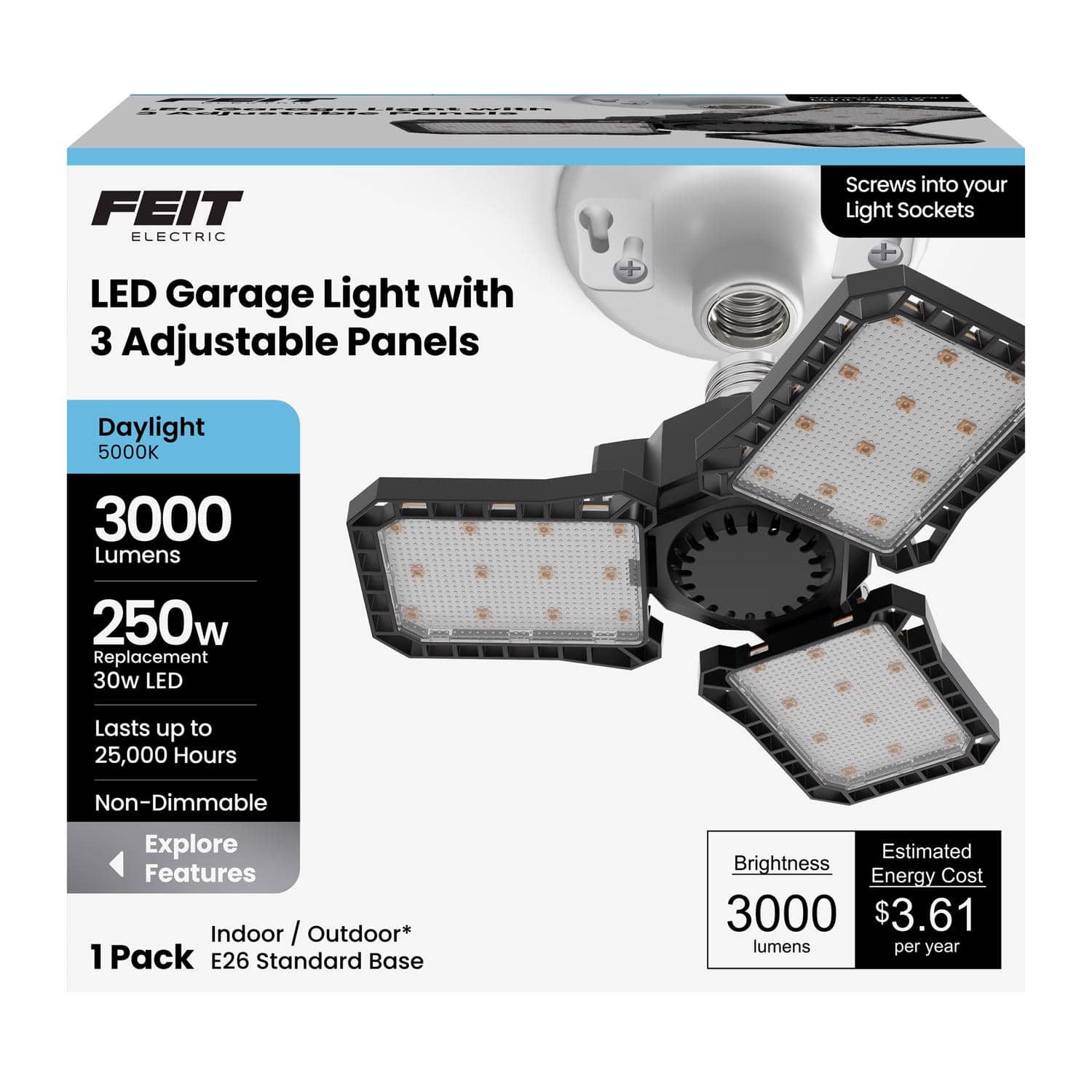 FEIT ELECTRIC - Feit ED28 E26 (Medium) LED Garage Bulb Daylight 250 Watt Equivalence 1 pk