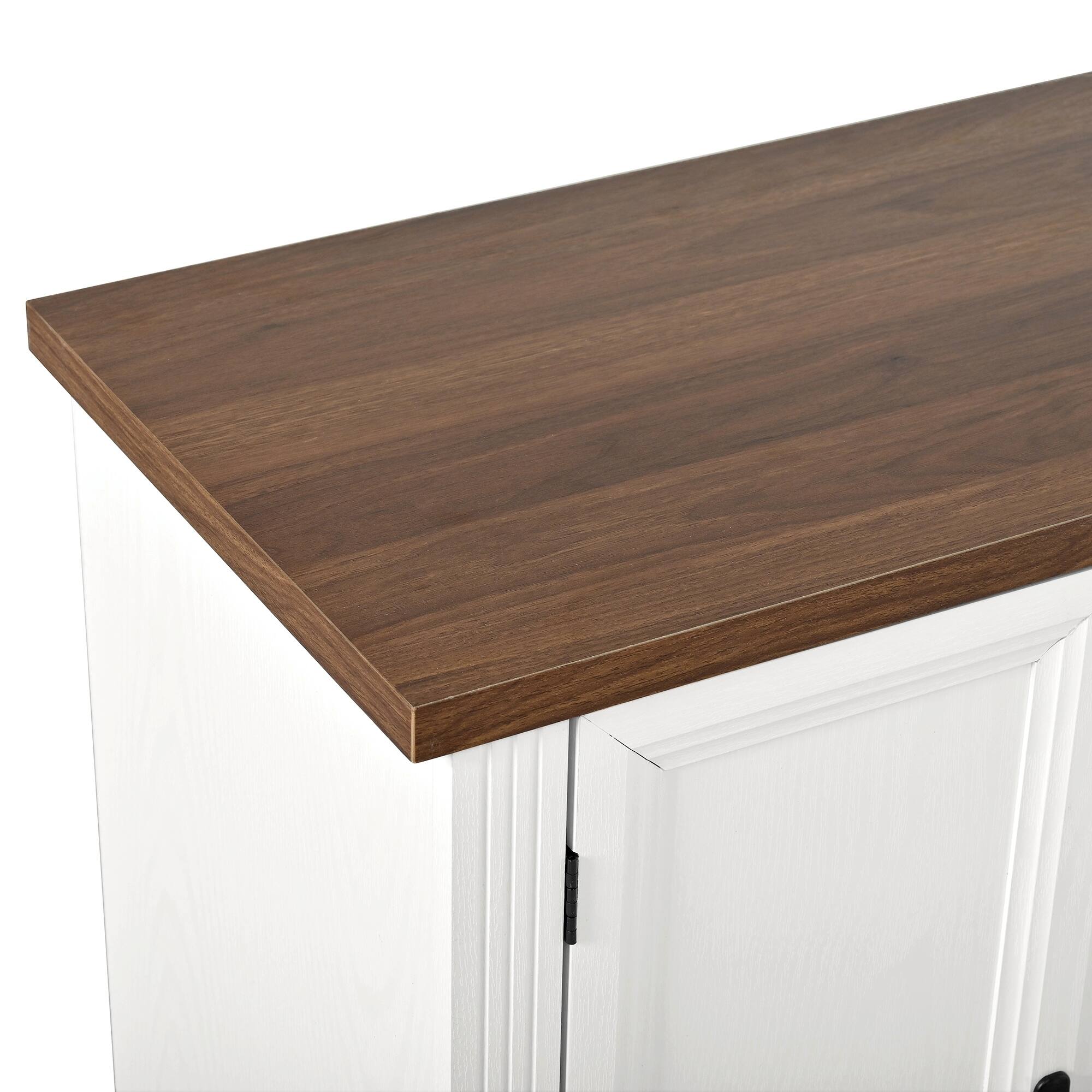 Back. Whisen - 70" TV Stand, Media Console Cabinet with Storage Drawer, Adjustable Shelves and Cable Management - White.