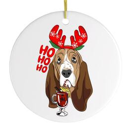 OrnamentallyYou - Basset Hound with Mulled Wine Christmas Ornament - Multi-colored