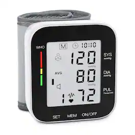 Dazzed Corner - Wrist Blood Pressure Monitor, Large LCD, Adjustable Cuff, 99x2 Memory - White