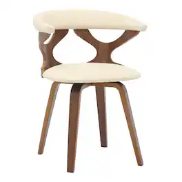 LeisureMod - Klyne Swivel Dining Chair, Faux Leather & Poplar Wood - Black/Dark Walnut - Walnut/Taupe