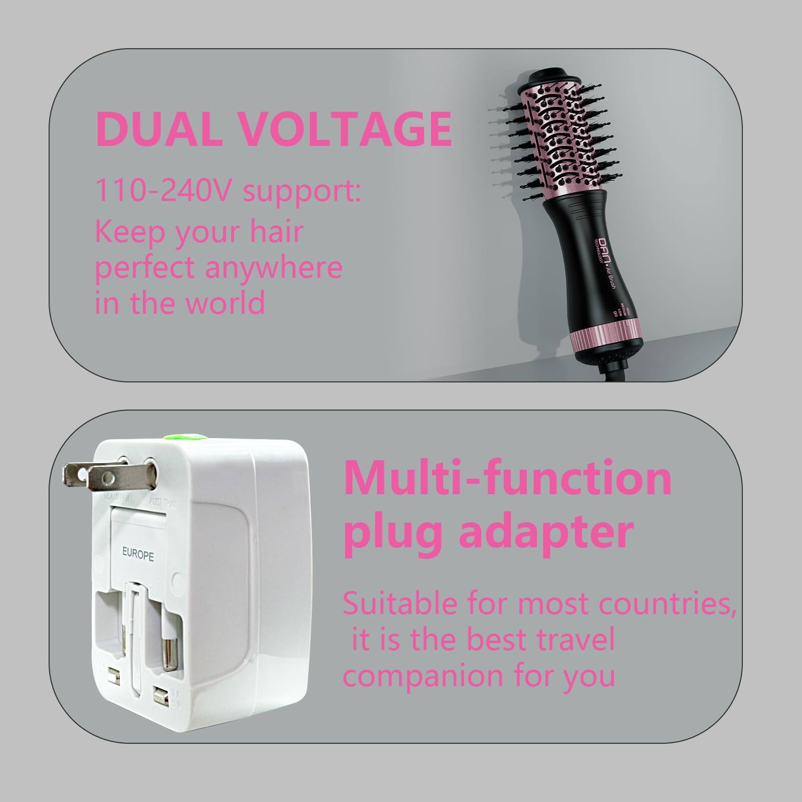 The Best Inks Dual Hair Dryer Brush Auto 110v 120v 220v 240v Travel ...
