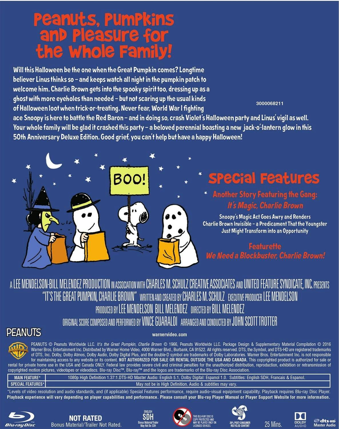 Back. It's the Great Pumpkin, Charlie Brown [Blu-ray].