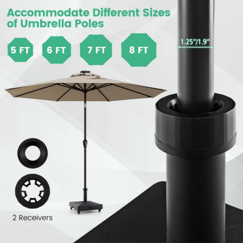 Accommodate Different Sizes of Umbrella Poles

5 FT  
6 FT  
7 FT  
8 FT  

1.25"/1.9"  

2 Receivers