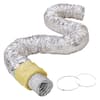 Front. VEVOR - Dryer Vent Hose, 6'' Insulated Flexible Duct 25FT Long with 2 Duct Clamps, Heavy-Duty Three Layer Protection - Silver.