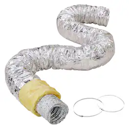VEVOR - Dryer Vent Hose, 6'' Insulated Flexible Duct 25FT Long with 2 Duct Clamps, Heavy-Duty Three Layer Protection - Silver