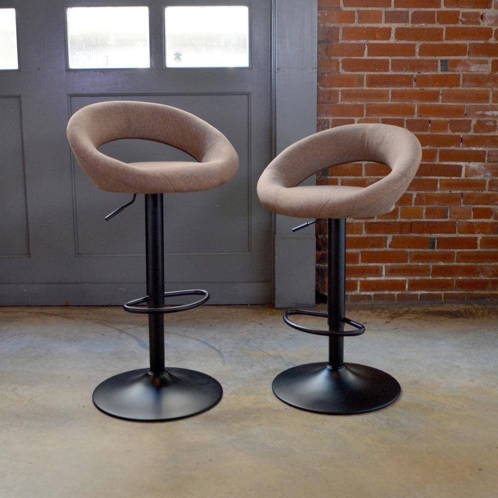 Left. AmeriHome - AmeriHome Classic Latte Brown Fabric Bar Stool Set - Brown.