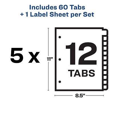 Includes 60 Tabs + 1 Label Sheet per Set

5 x 11" 12 TABS 8.5"