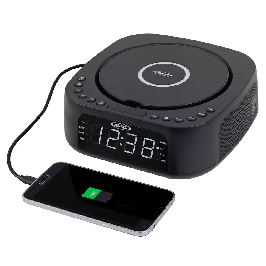 Dial Clock Cd R Jensen JCR 375 Stereo Dual Alarm Clock with Top Loading CD/MP3 CD ...