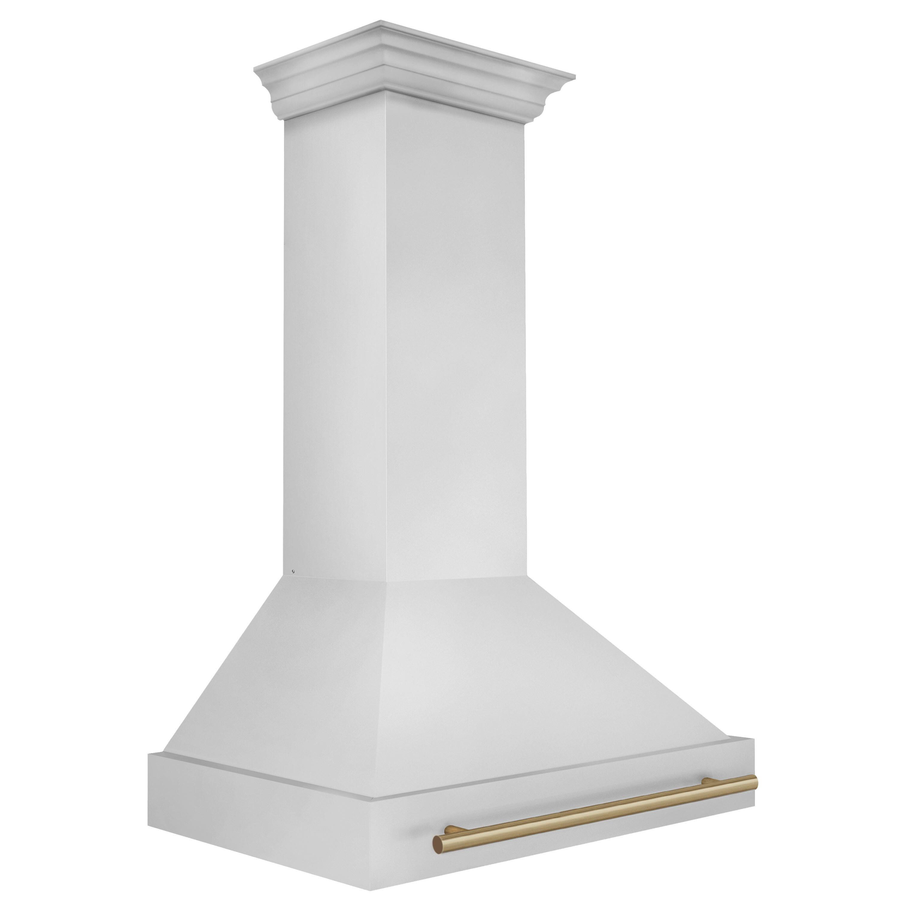 Angle. ZLINE - ZLINE Autograph Edition 36 in. Stainless Steel Range Hood with Stainless Steel Shell and Champagne Bronze Handle - Stainless Steel.
