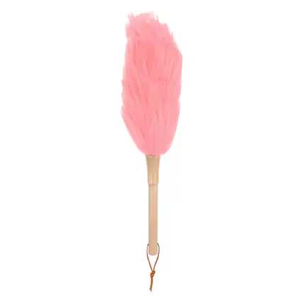 Front. Unique Bargains - Wool Duster 14.2 Inch Natural Feather Cleaning Tool with Wooden Handle for Fans Window Blinds Shelves Furniture - Pink.