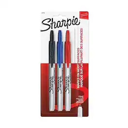 Sharpie - Retractable Permanent Markers, Fine Tip, 3/Pack - Assorted