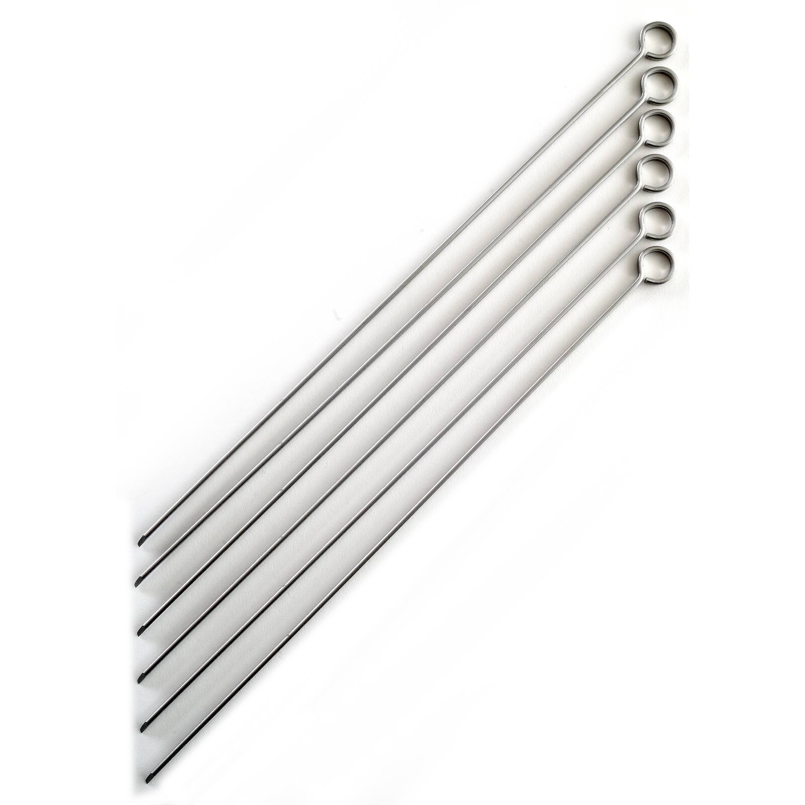 Front. Norpro - Stainless Steel 14-Inch Barbeque Skewers, Set of 6 - Silver.