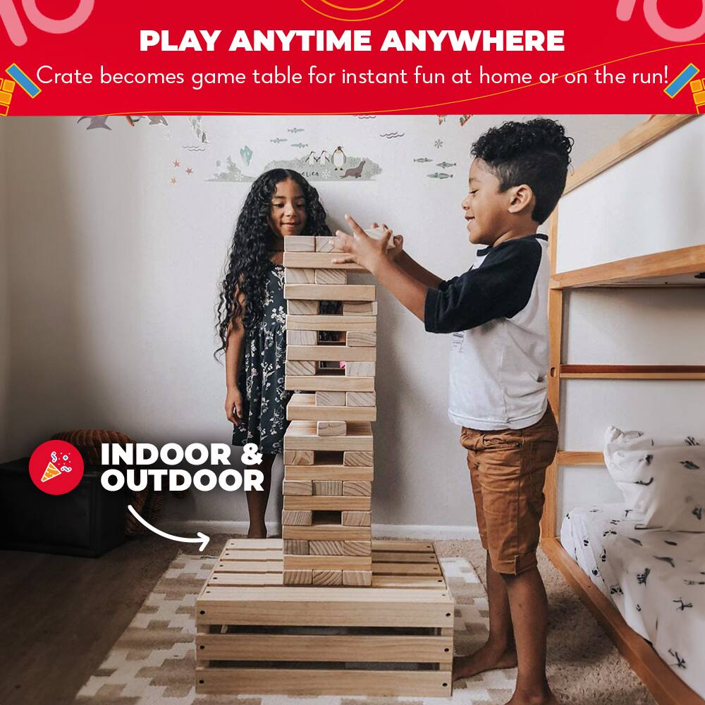 PLAY ANYTIME ANYWHERE  
Crate becomes game table for instant fun at home or on the run!  

INDOOR & OUTDOOR
