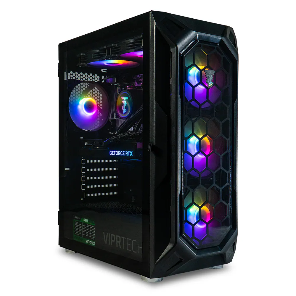 ViprTech - Ghost 4.0 Liquid-Cooled PC - AMD Ryzen 7 (4.4Ghz), RTX 5060 Ti 8GB, 32GB RAM, 1TB SSD, Gaming Computer - Black