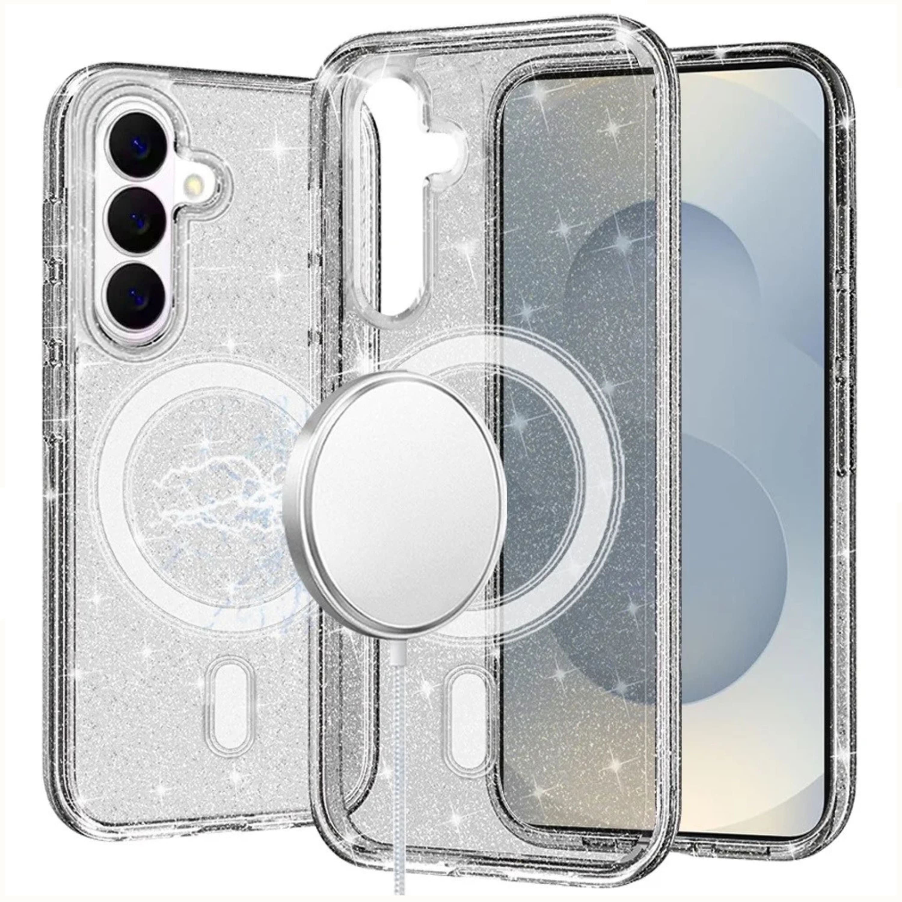 Kitcheniva - Translucent Glitter Protective Cover With Tempered Glass For Samsung S26 Plus - Smoke