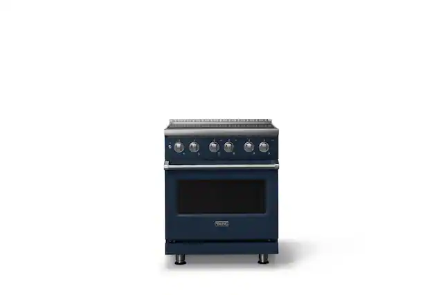 Front. Viking - 30 in. Wide 4 Elements Pro 5 Series 4.7 Cu. Ft. Freestanding Electric Convection Range - Slate Blue - Slate Blue.
