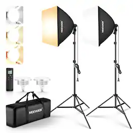 Neewer - 2-Pack 24" Softbox Lighting Kit - 45W Bi-Color LED with Remote & Tripod Stands for Studio - Black