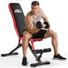 Front. FLYBIRD - WB6 Collapsible Exercise Folding Adjustable Weight Bench, Strength Training Workout Bench up to 6.2' , 880LBS Capacity - Black/Red.
