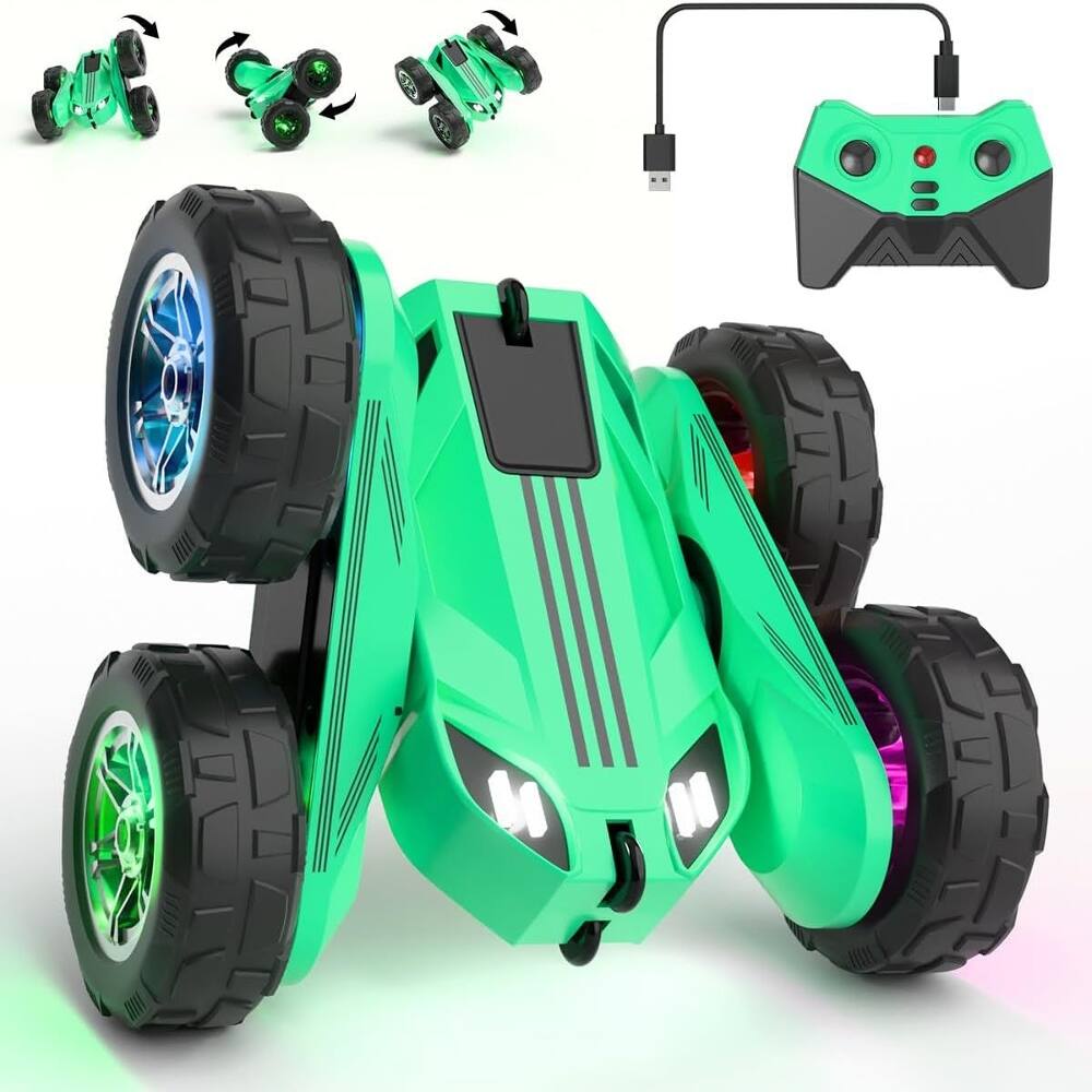 Left. Loheer - Loheer Remote Control Car 20km/h Rechargeable 360 Rotation Stunt RC Crawler with LED Lights for Boys and Girls.