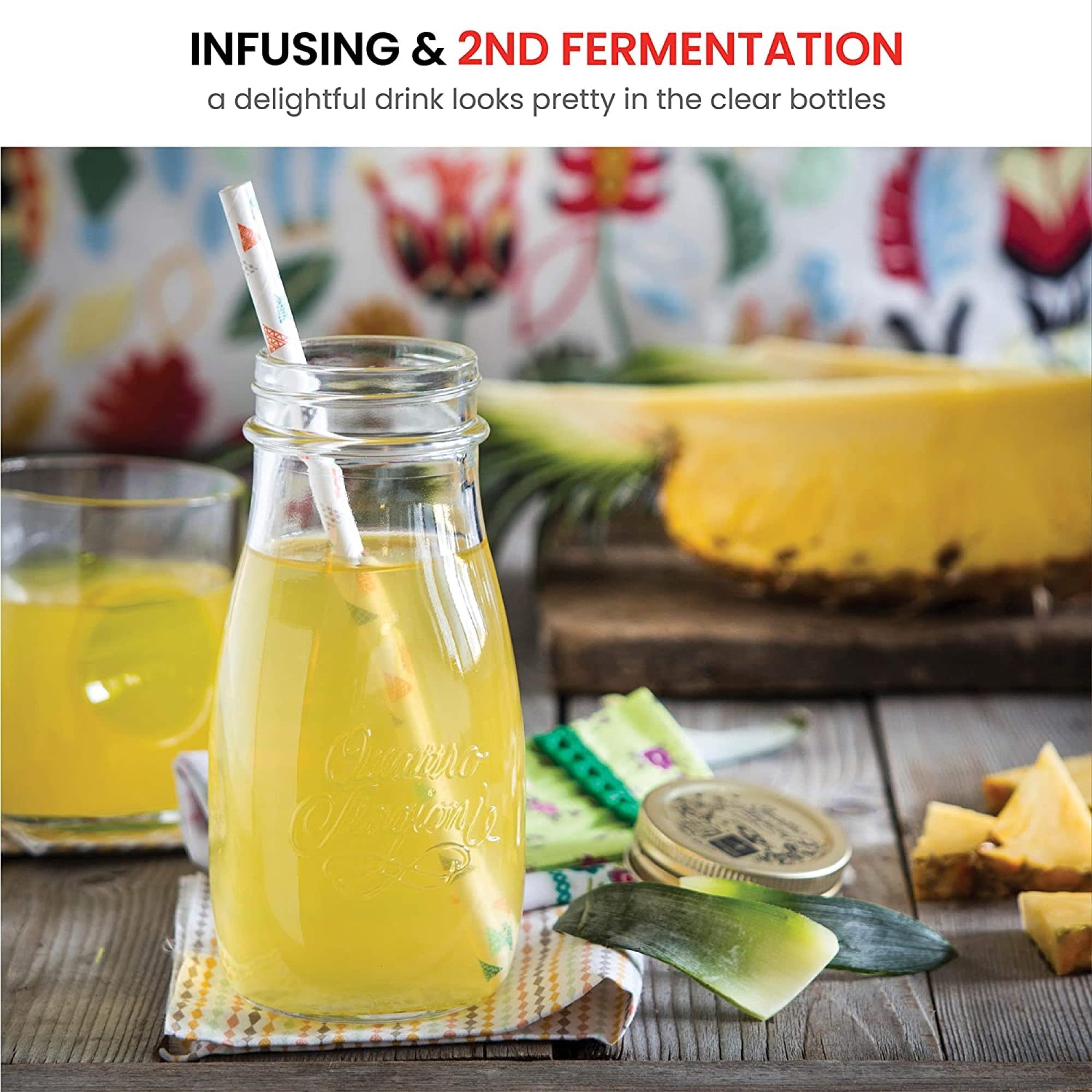 INFUSING & 2ND FERMENTATION  
a delightful drink looks pretty in the clear bottles