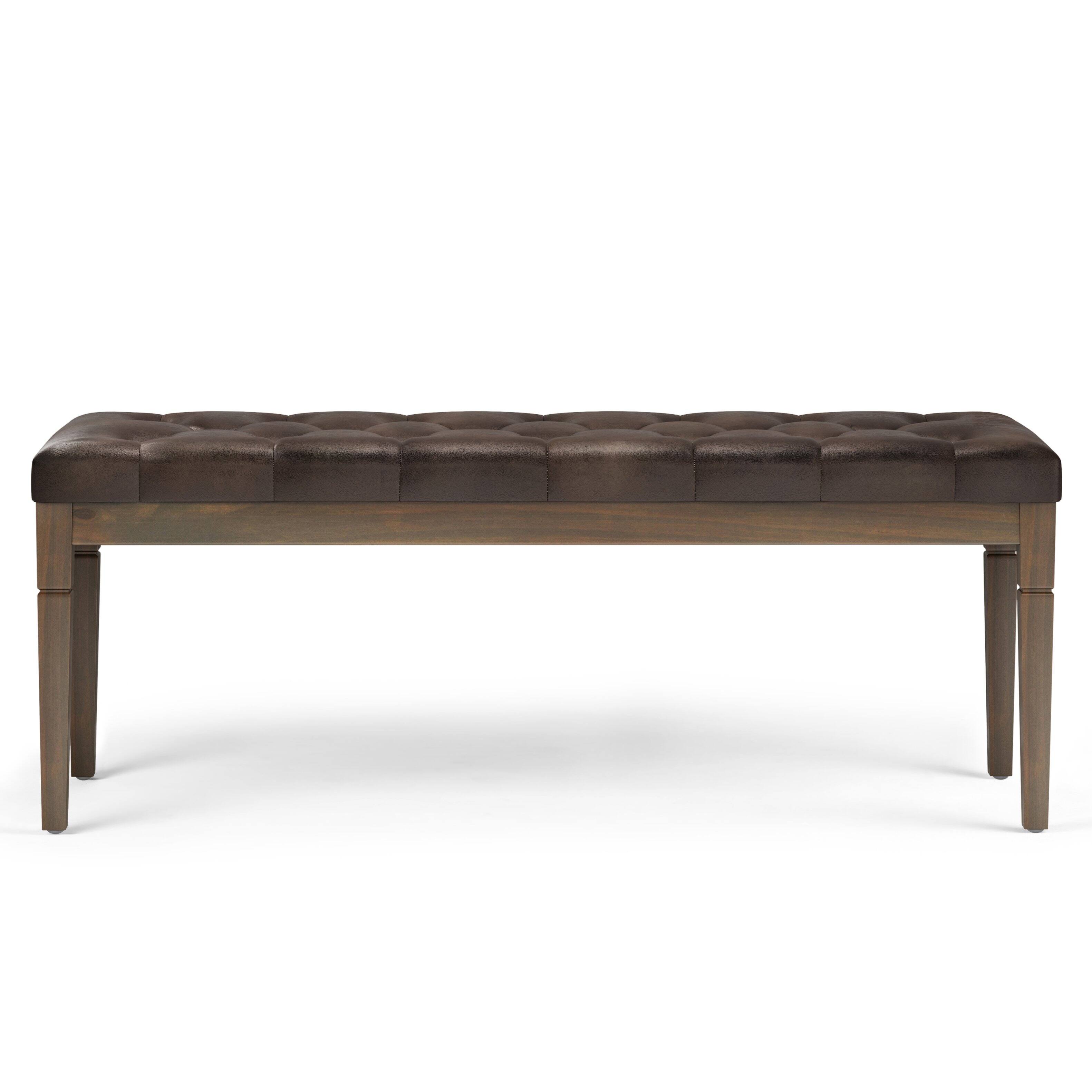 Alt View 13. Simpli Home - Waverly Tufted Ottoman Bench - Distressed Brown.