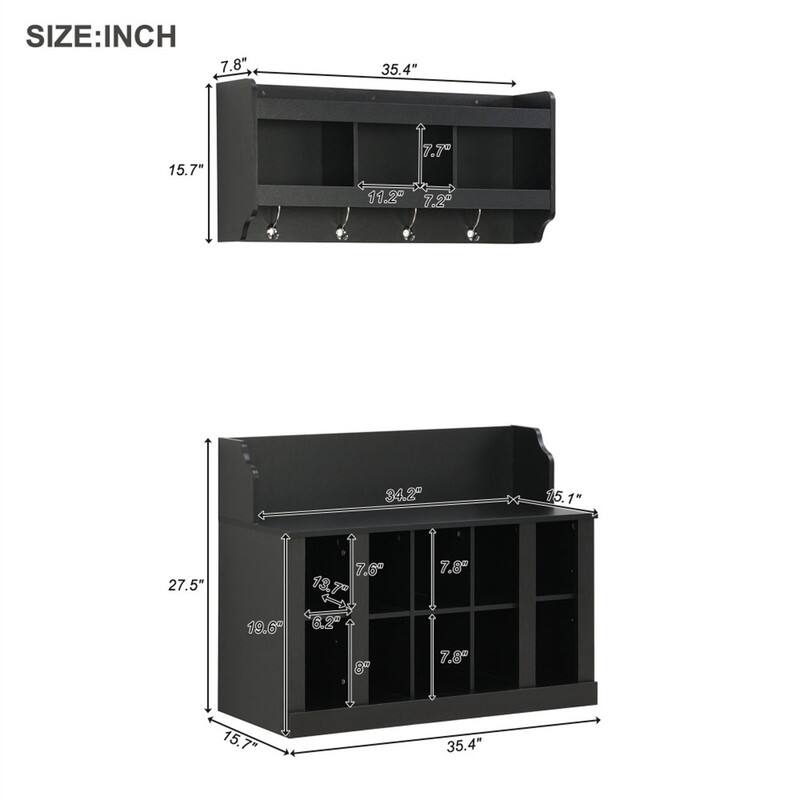 SIZE: INCH  
7.8" 35.4" 15.7" 7.7" 11.2" 7.2" 34.2"  
1" 27.5" 19.6" 7.6" 13.7" 6.2" 7.8" 8" 7.8" 15.7" 35.4"