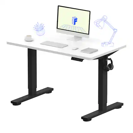 Front. FlexiSpot - FlexiSpot E2 42''W Electric Adjustable Standing Desk Chipboard, White/Black - White.