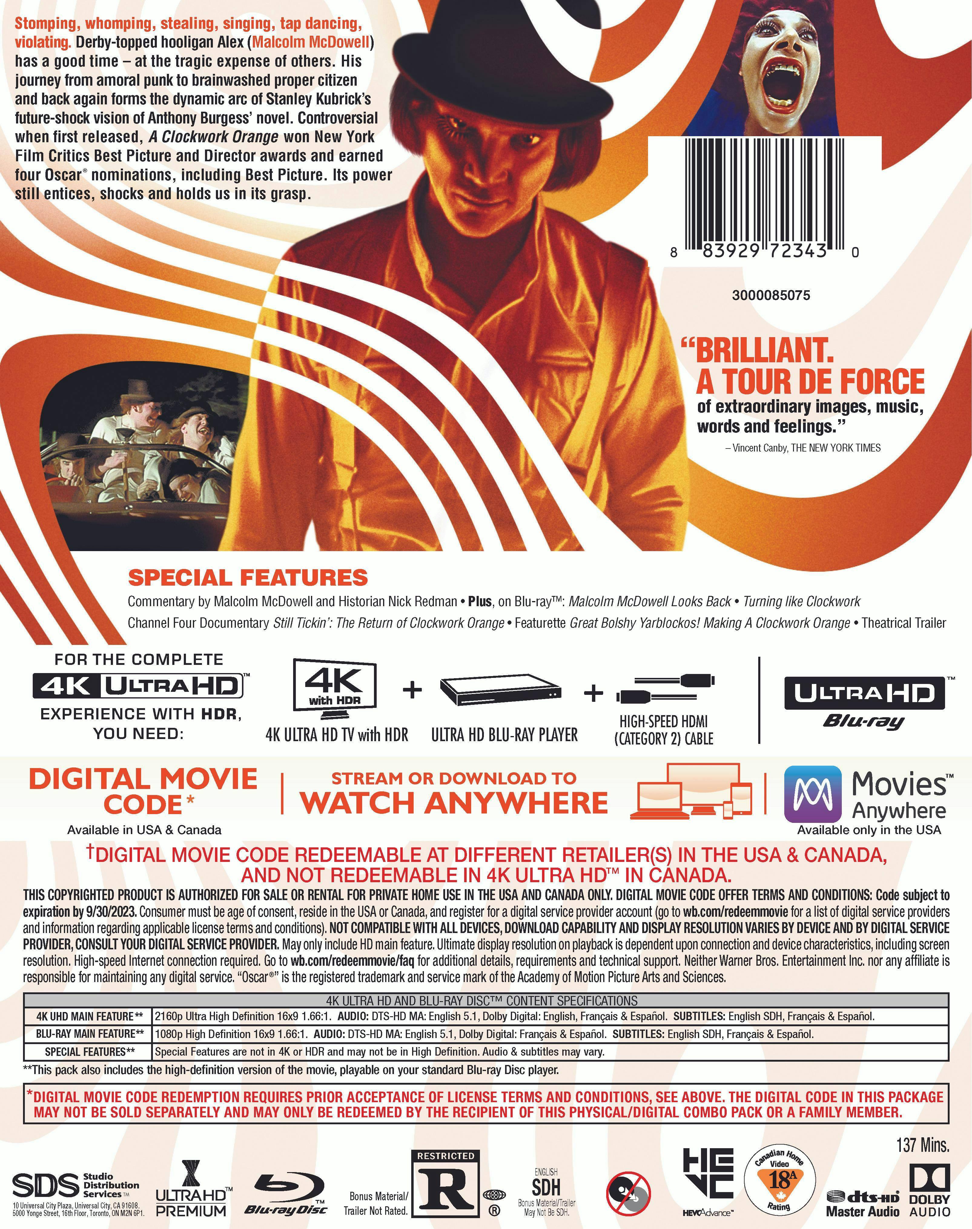 Back. A Clockwork Orange [UHD].