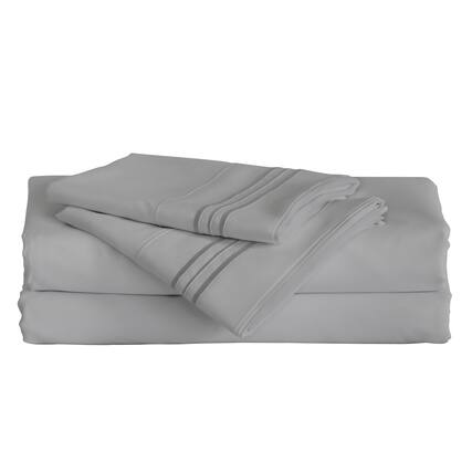 Front. Furinno - Angeland Vienne 4-Piece Microfiber Bed Sheet Set, King - White.