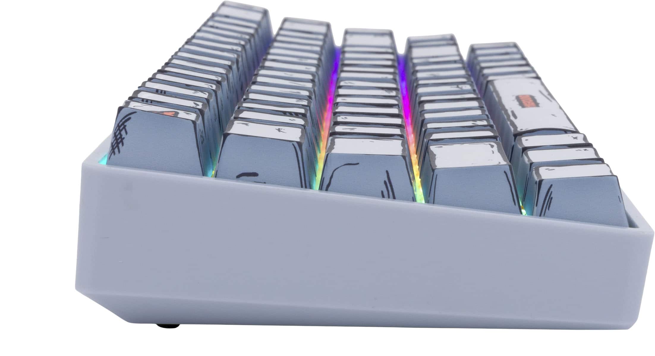 Alt View 3. Higround - Basecamp 65+ 65% Wired Mechanical Lubed TTC Milky Switch Gaming Keyboard with RGB Backlighting - Celshade.