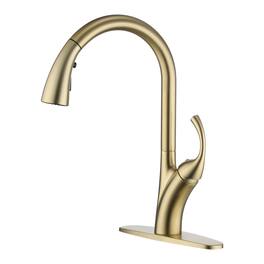 Stainless Steel Single Handle Pull Down Sprayer Kitchen Faucet with 3-Spray Patterns and Deck Plate