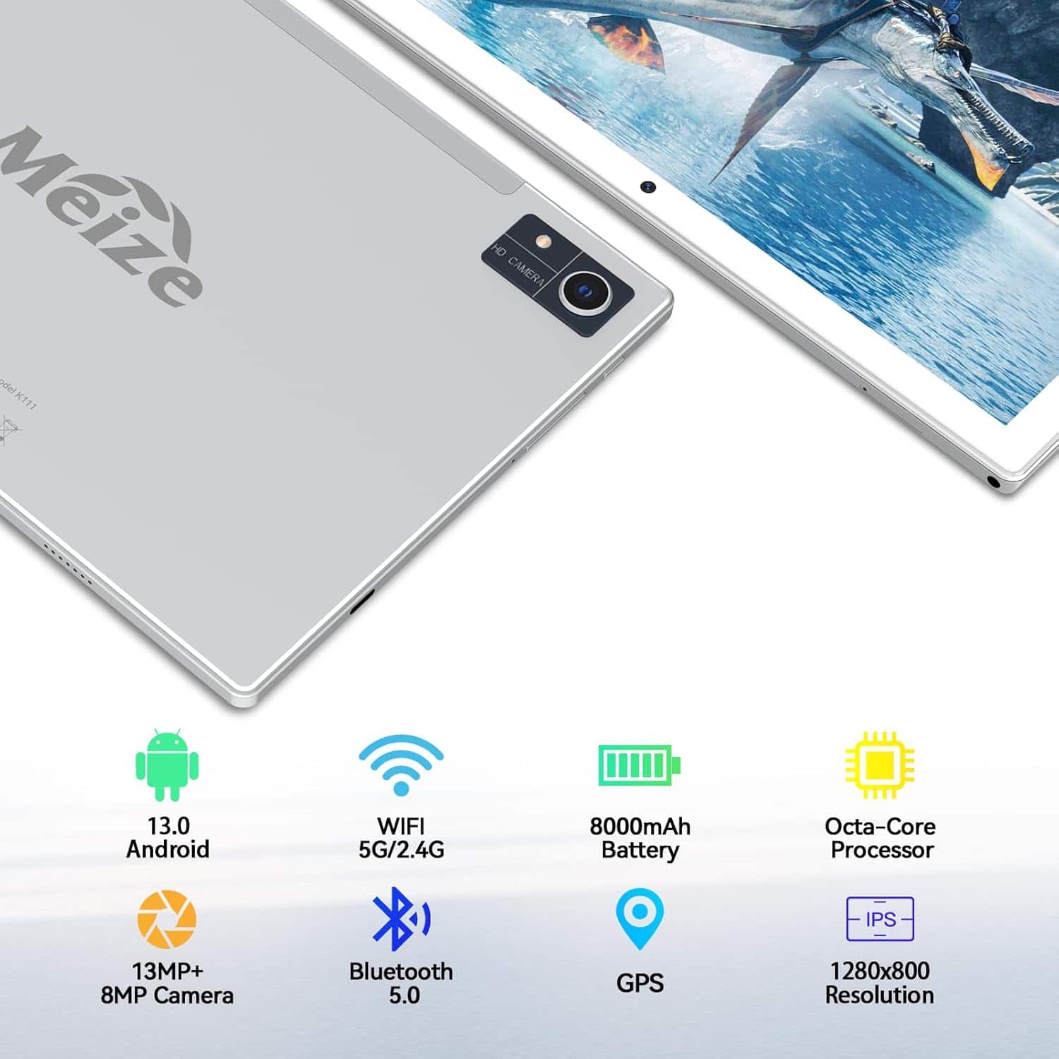 MEIZE 2025 Newest Android 13 Tablet, Octa Core Processor+128GB+16