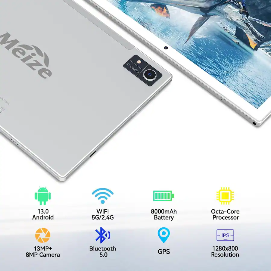 MEIZE 2025 Newest Android 13 Tablet, Octa Core Processor+128GB+16(8+8 ...