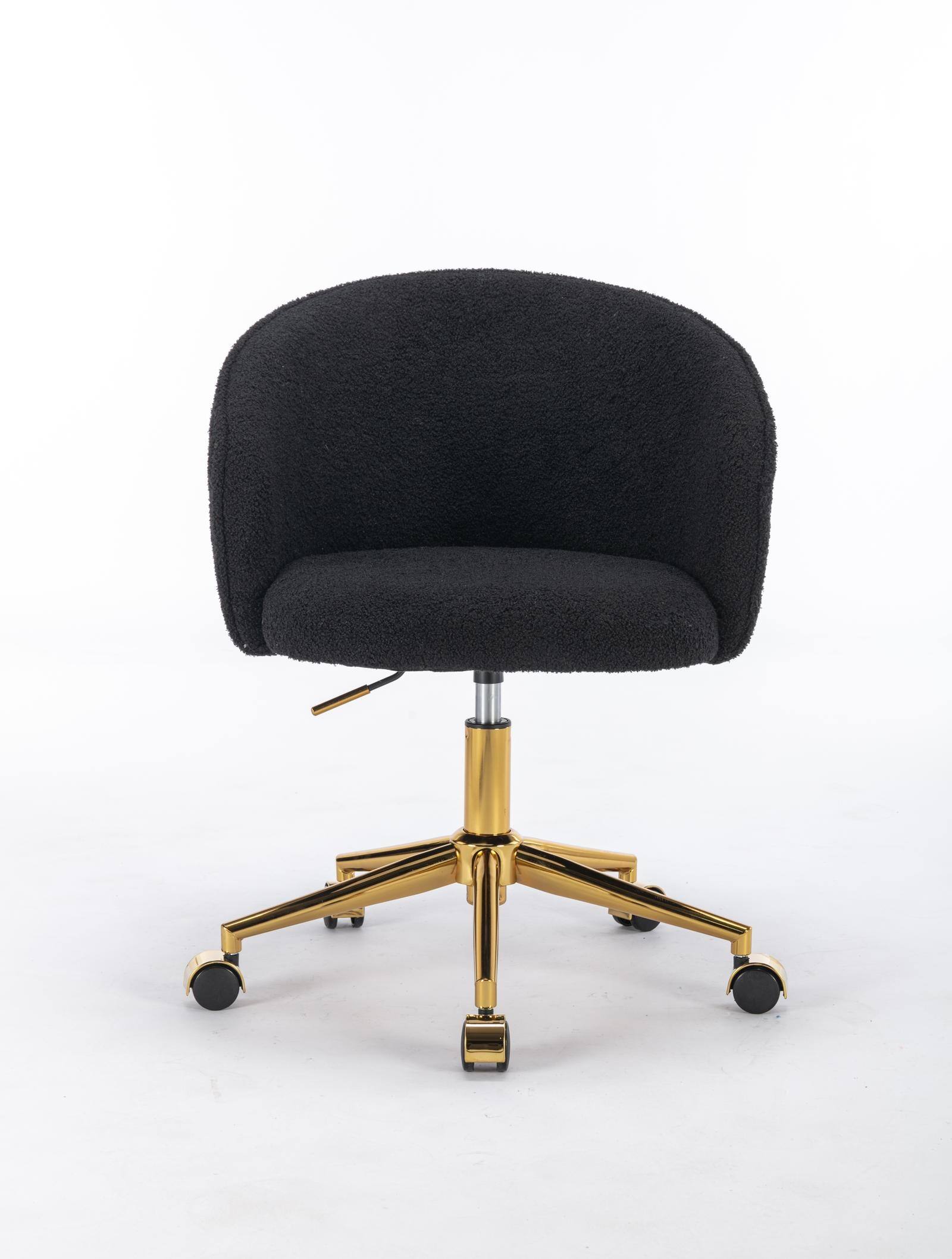 Left. Spaco - Spaco Golden Foot Faux Fur Office Chair, Height Adjustable, Swivel Vanity Chair, for Office Bedroom and Dorm Room - Black.