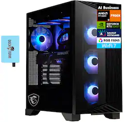 MSI - Aegis ZS2 Desktop PC (AMD Ryzen 9 7900X, 32GB DDR5, 1TB PCIe SSD, GeForce RTX 5060 Ti, Win 11 Pro) w/USB Hub - Black