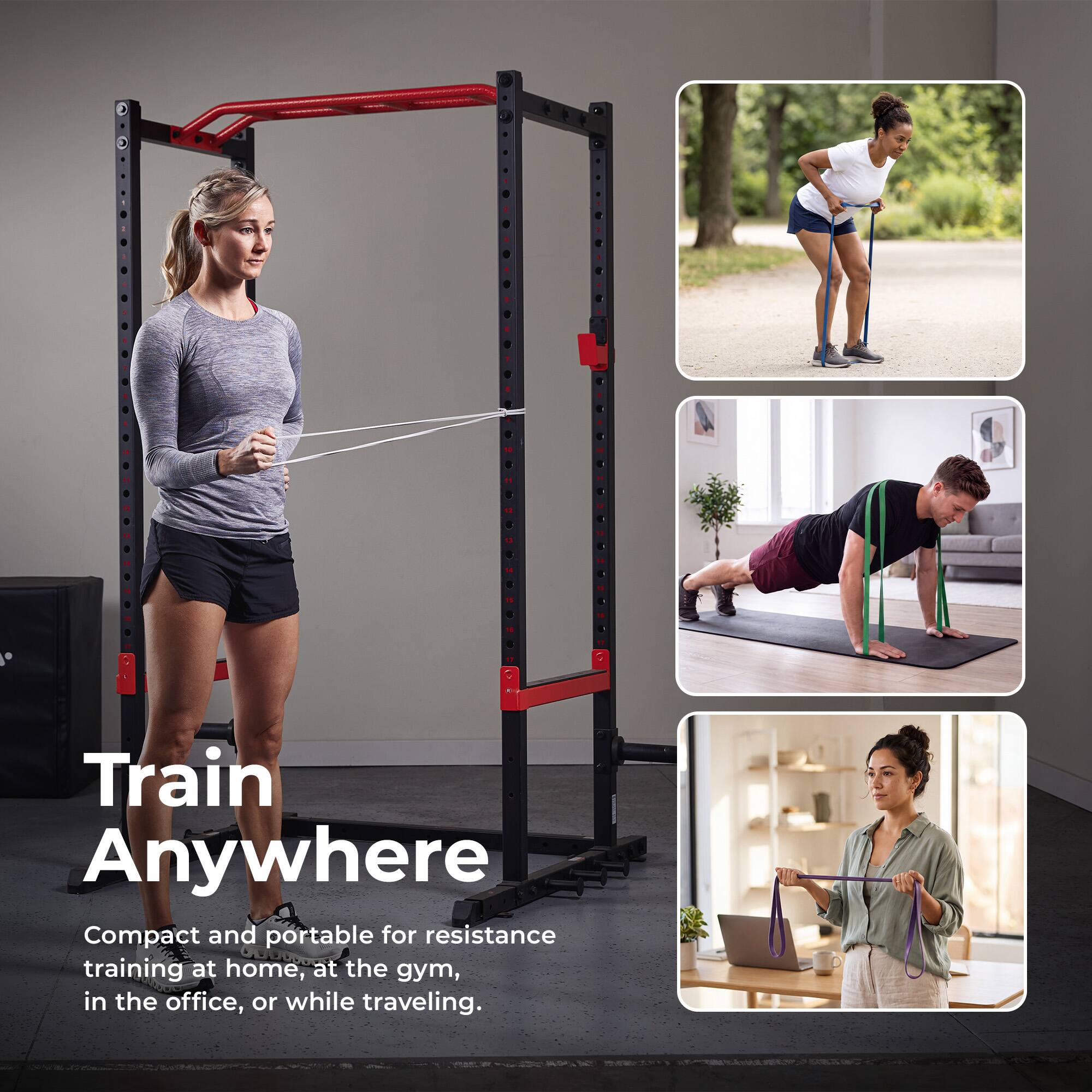 Train Anywhere

Compact and portable for resistance training at home, at the gym, in the office, or while traveling.